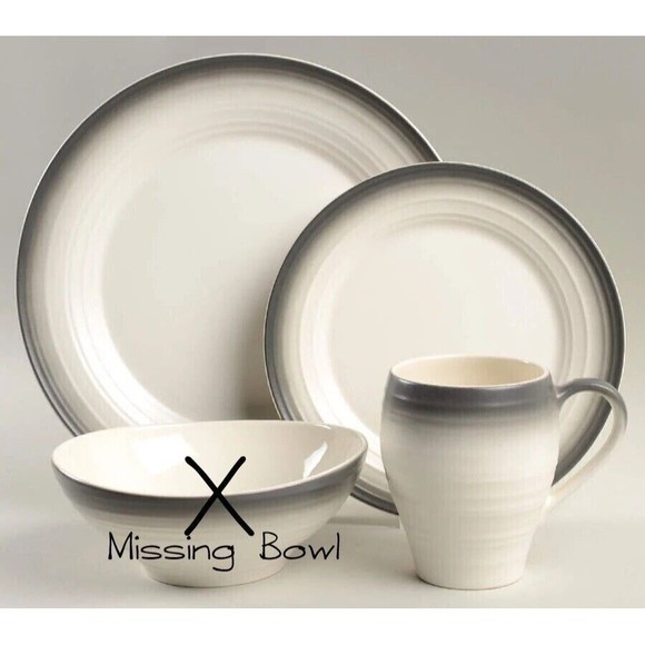 Mikasa Other - MIKASA Swirl Ombre Graphite 3 Piece Place Setting NEW MISSING BOWL